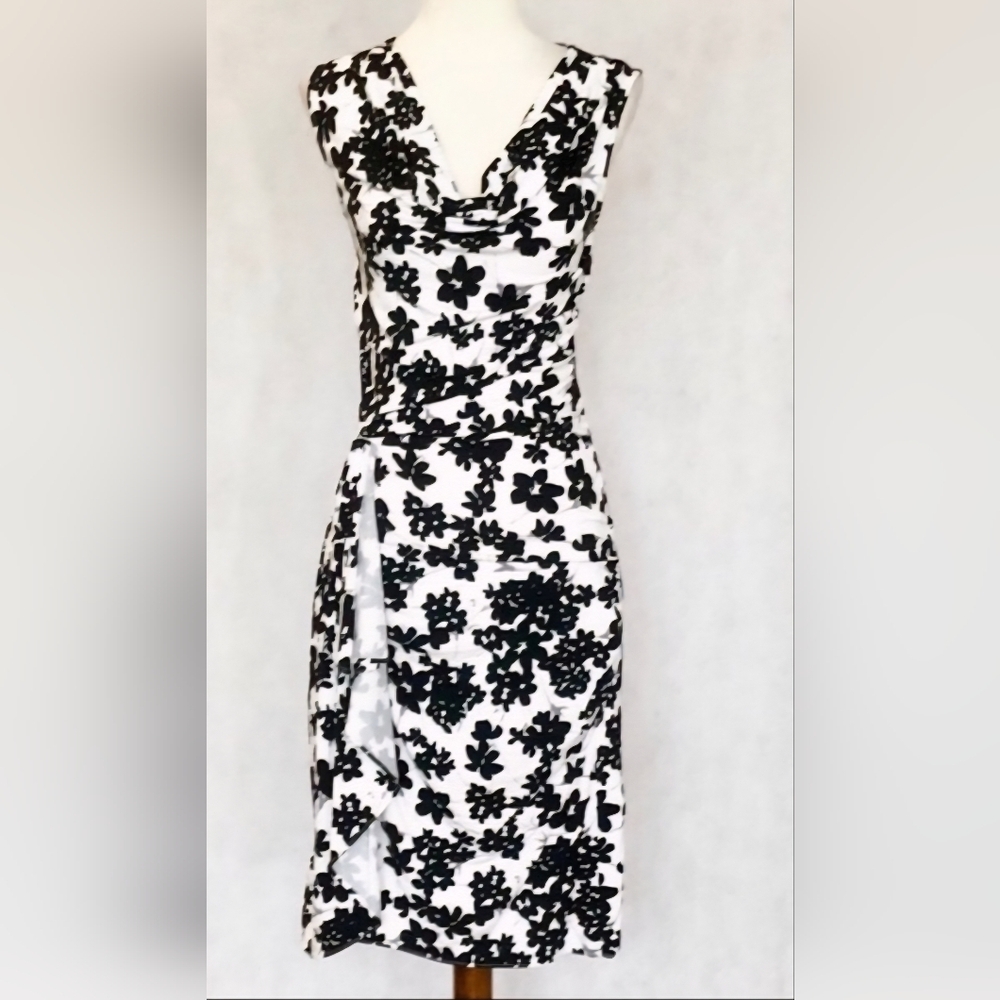 Ann Taylor Strapless Black and White Floral Dress